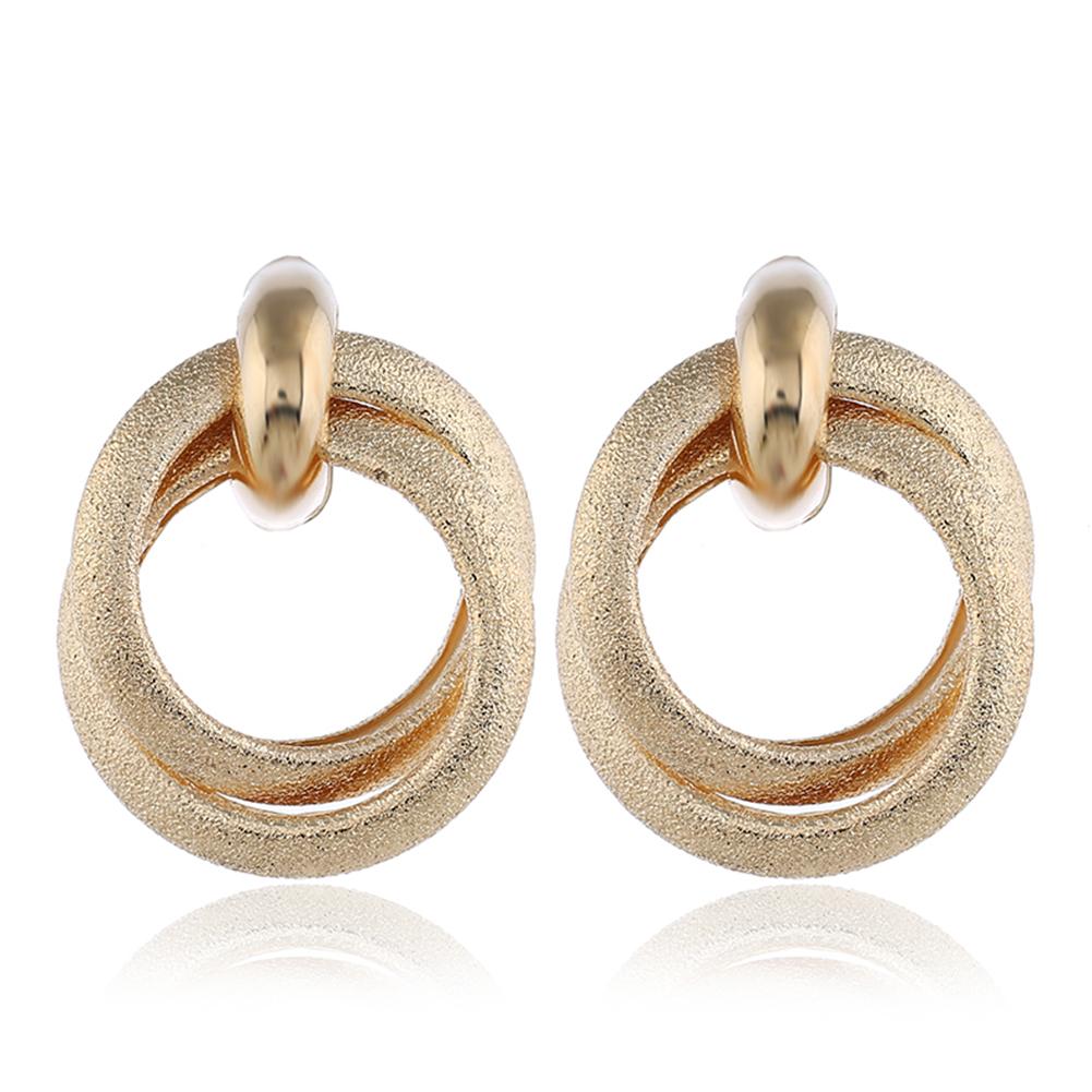 1 Pair Retro Matte Circle Earrings for Women Girl