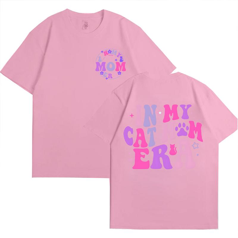 

In My Cat Mom Era Tshirt for Women Summer Short Sleeve Tees Funny Cute Cat Graphic Y2k Tops FeUnisex Clothing Gift for Cats Lover S