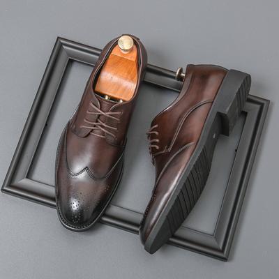 Modna Oficjalna Strona Gorący Produkt Męskie Buty Oxford Szpiczaste Modne Eleganckie Buty Wieczorowe Retro Brązowe Męskie Skórzane Buty Biznesowe