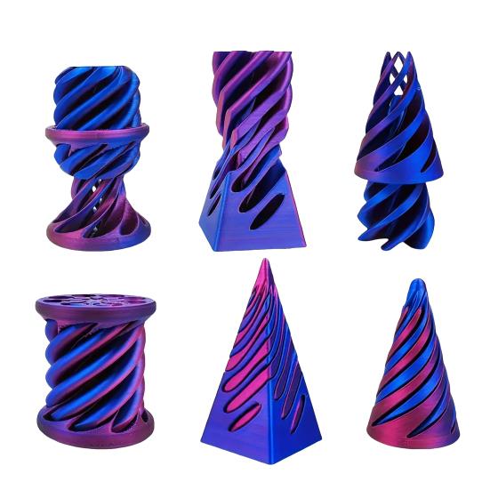 3Pcs 3D Printed Spiral Cone Figurine Impossible Passthrough Sculpture Vortex Thread Illusion Stress Relief Mini Spiral Pyramid Cylinder Fidget Toy