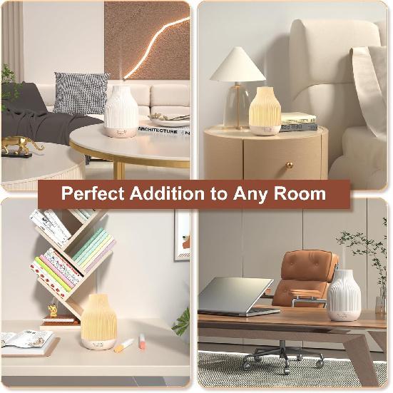 SOICARE Elegant Ceramic Diffuser for Essential Oils with Solid Wood Base,Stone Aromatherapy Essential Oil Diffusers for Home Office Room Decor Gift
