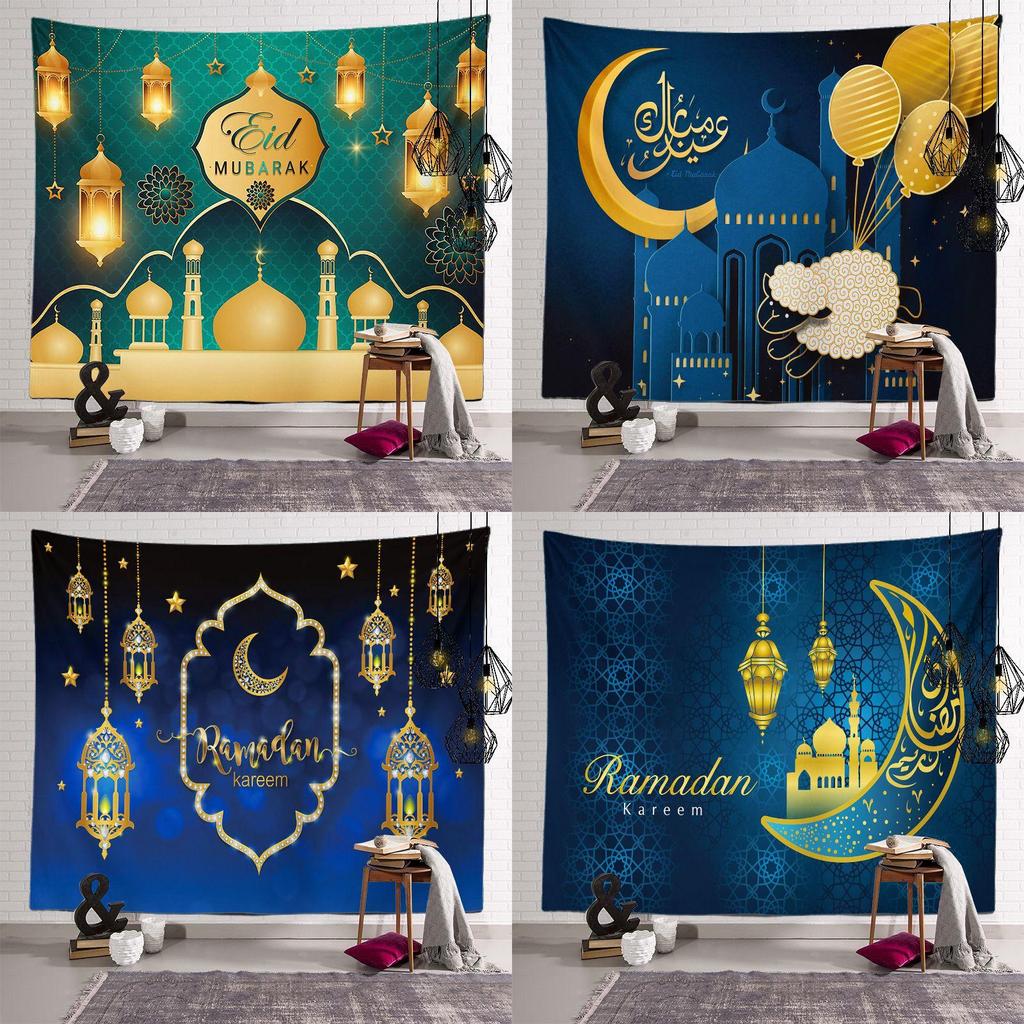 Beautifully Designed Eid Mubarak Tapestry Moon Star Wall Hanging Decor For Ramadan