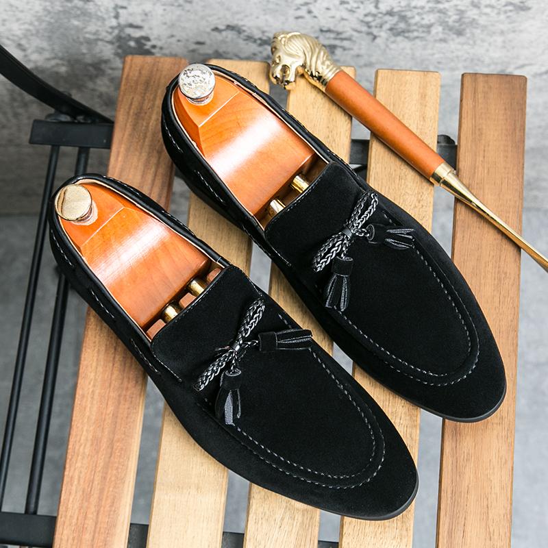 

2025 New Men s Comfortable Anti Velvet Leather Pointed Bean Shoes Brand Men s Business Banquet Brown Small Leather Shoes 44 чёрный