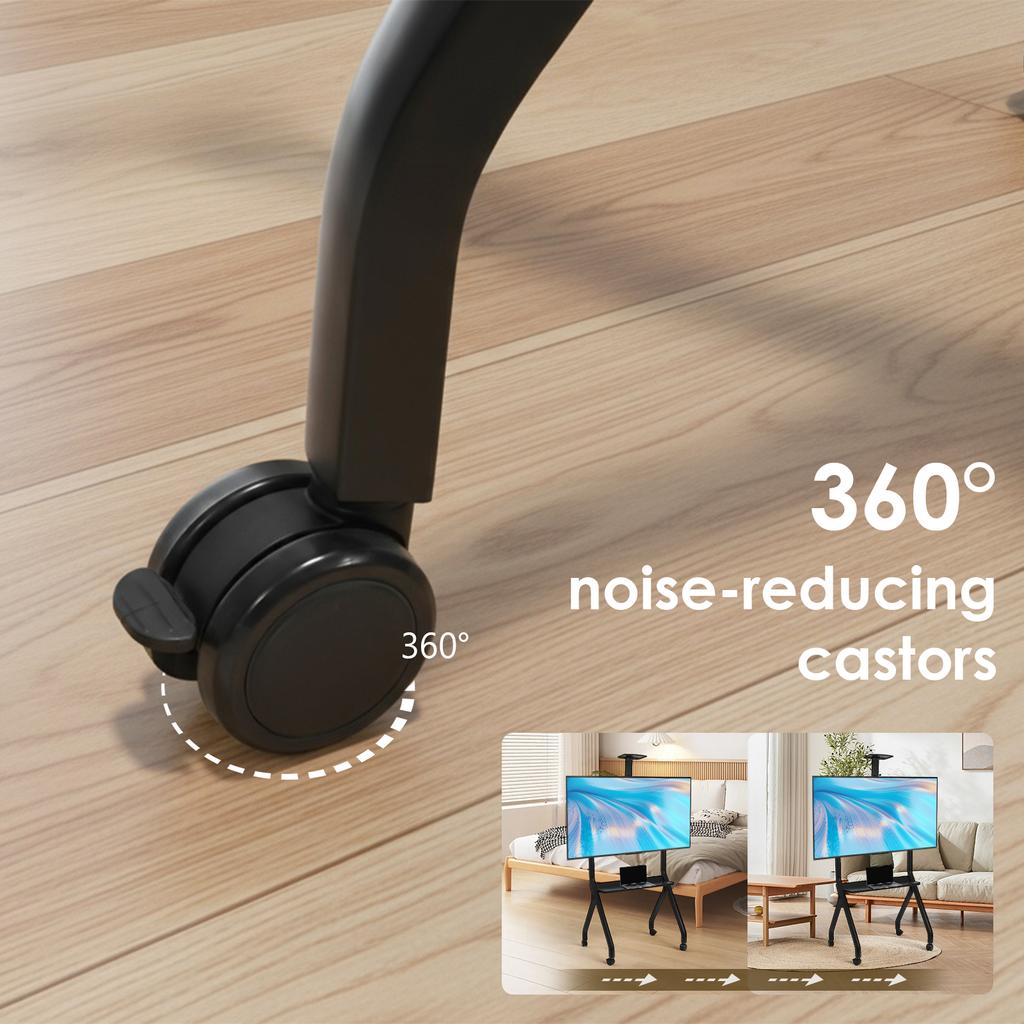 Mobile TV Display Mount Stand for 42-75in Whiteboard Portable Cart Mobile Rolling TV Display Screen Trolley Smart Board Rack