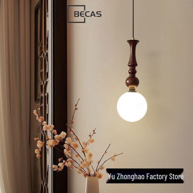 Mid-Century French Retro Pendant Light: Solid Wood for Bedroom, Study, Dining, or Bar