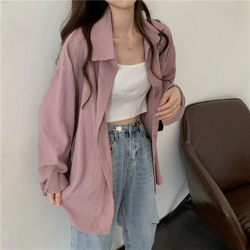 Women's Summer UV Protection Ice Silk Cardigan – Loose Fit, Breathable, Solid Color, Long-Sleeve, Plus Size