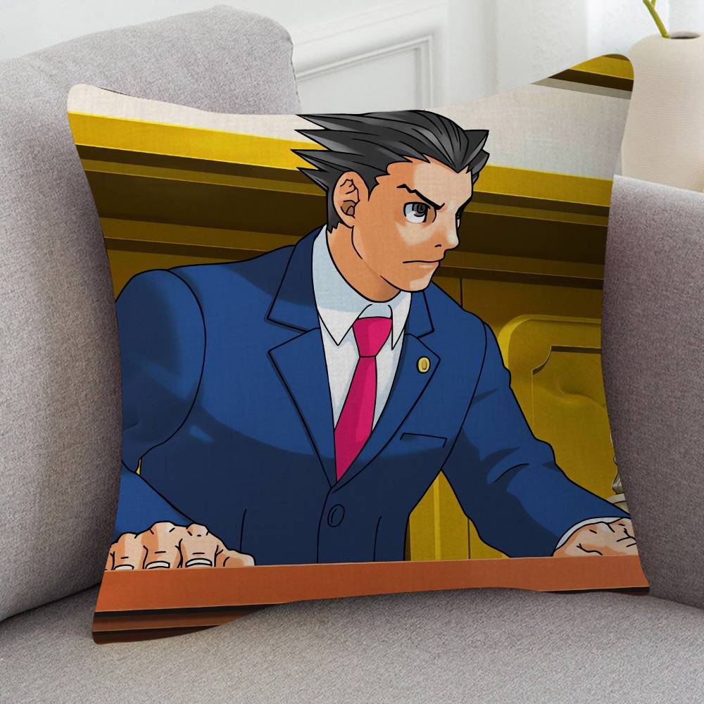 GAME Ace Attorney Cartoon Series Square Pillowcase Soft Waist Sofa Cushion Cover Bedroom Room Pillowcase