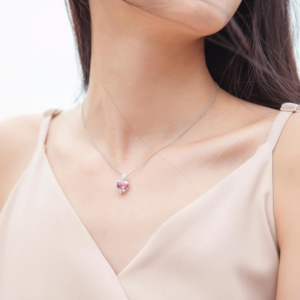 Korean Style Pink Morganite and Tourmaline Pendant Necklace
