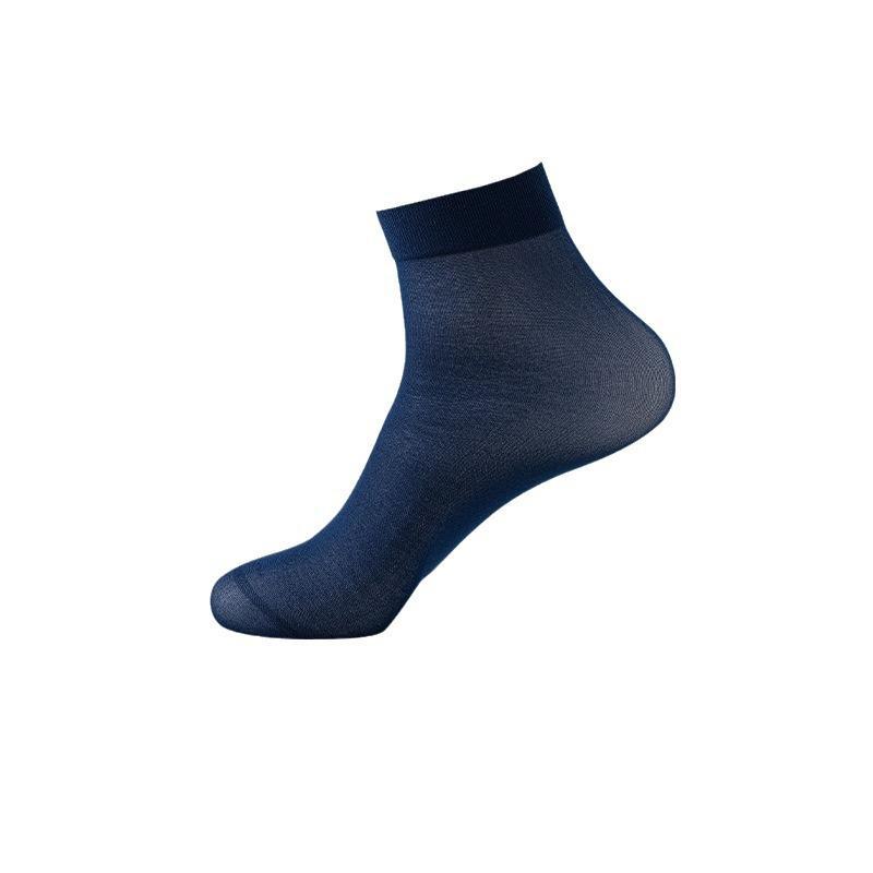 Men's Ice Silk Mid-Tube Sports Socks - Black, Summer Thin, Solid Color, Business Style