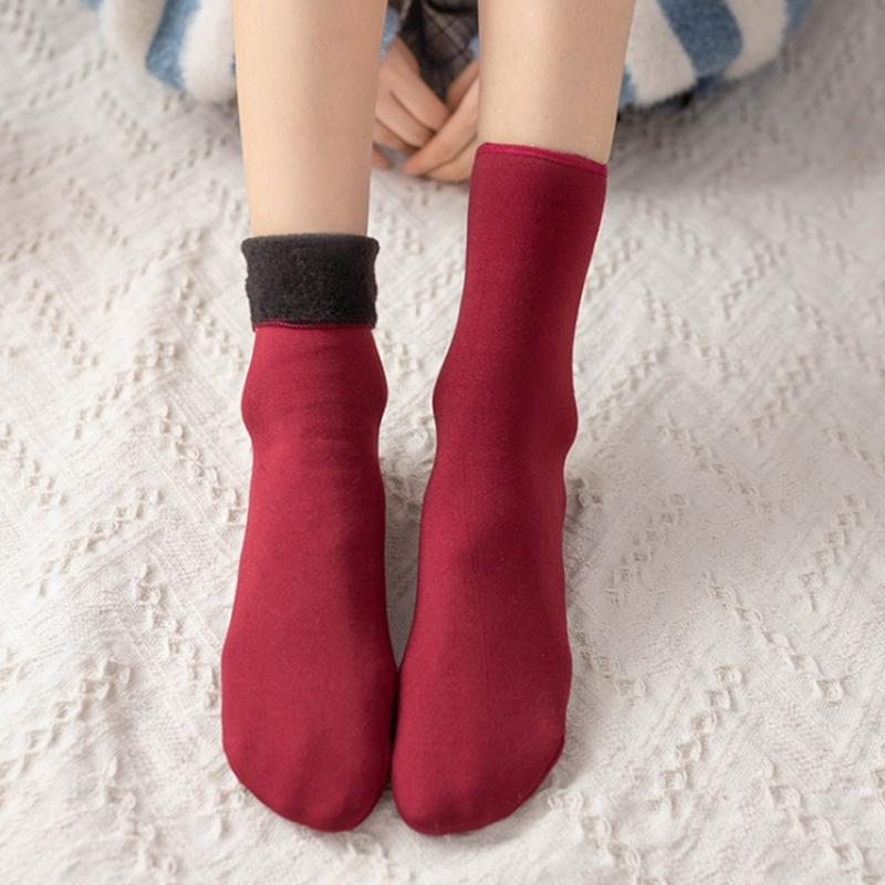 Winter Warmer Women Thicken Thermal Wool Cashmere Snow Socks Seamless Soft Solid Velvet Boots Floor Sleeping Sock Unisex