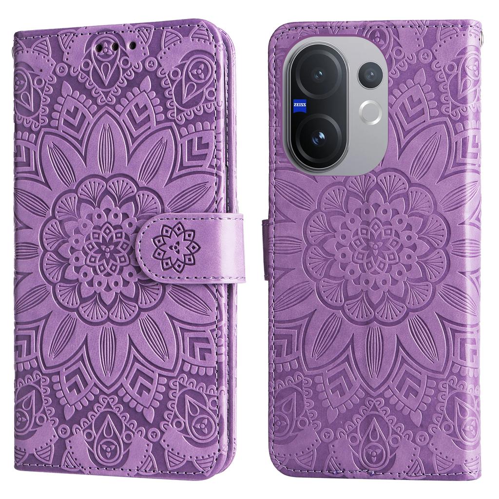 For vivo V60 5G Case Sunflower Imprint Leather Wallet Phone Cover