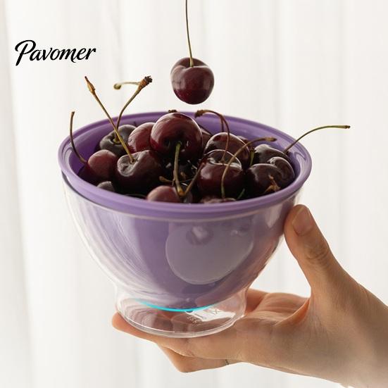 Space Saving Kitchen Organizer for Vegetables Double Layer Drain Basket, Fruit And Vegetable Washing Bowl, Transparent Bowl with Holes PET Fine