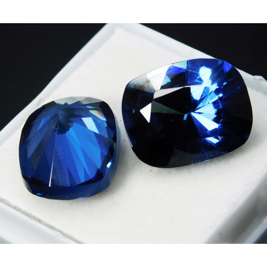 20 Ct Blue Sapphire Cushion Cut Natural Loose Gemstone Pair Ring Size CERTIFIED A-5185