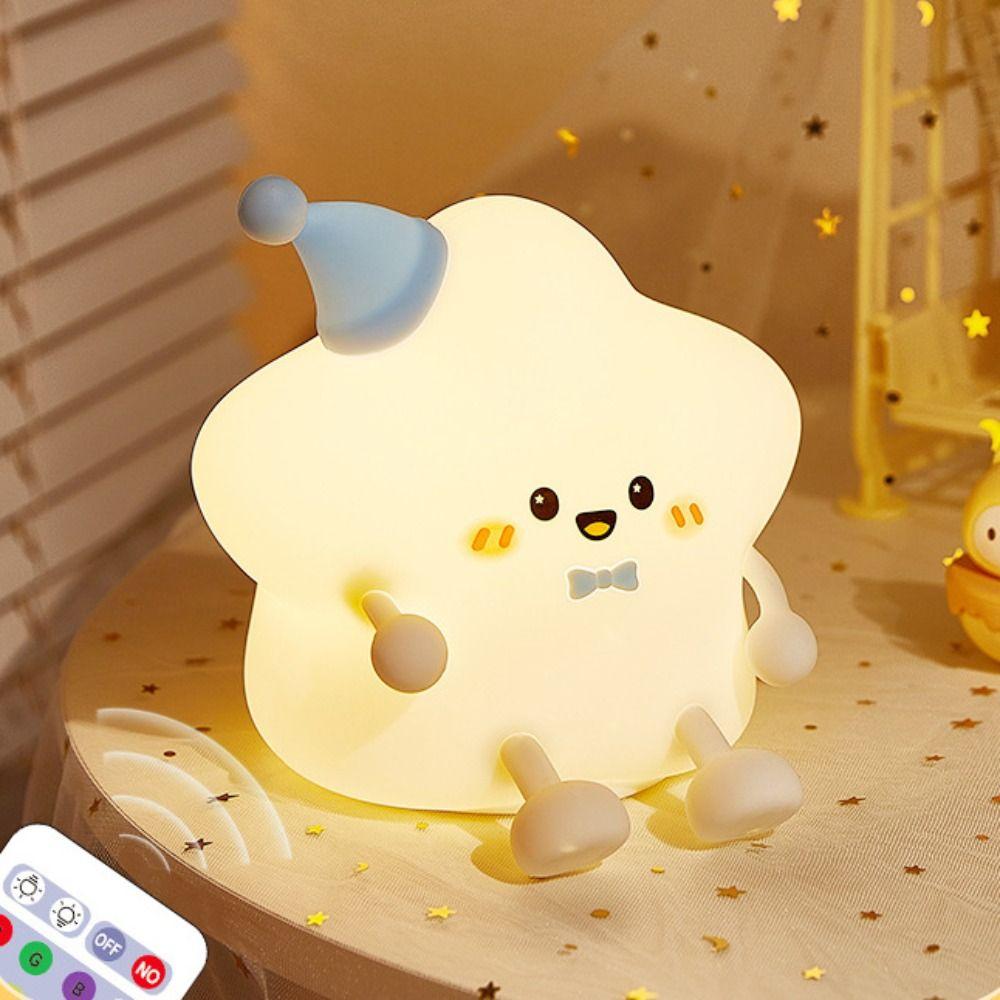 Soft Silicone LED Star Night Light Colorful Light Touch Table Lamp Bedside Light  Kids Room