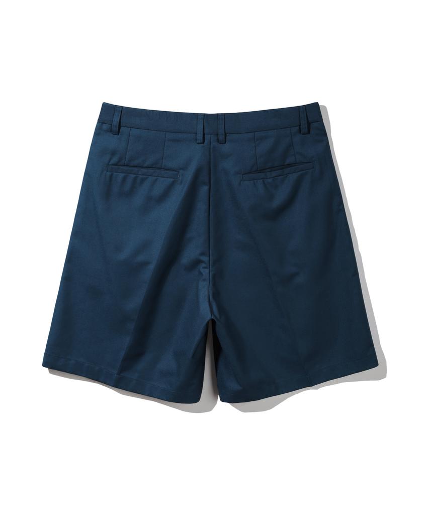 BAKKEN Side Hidden Elastic Two-Pleat Wide Half Pants Bk8903_Blue