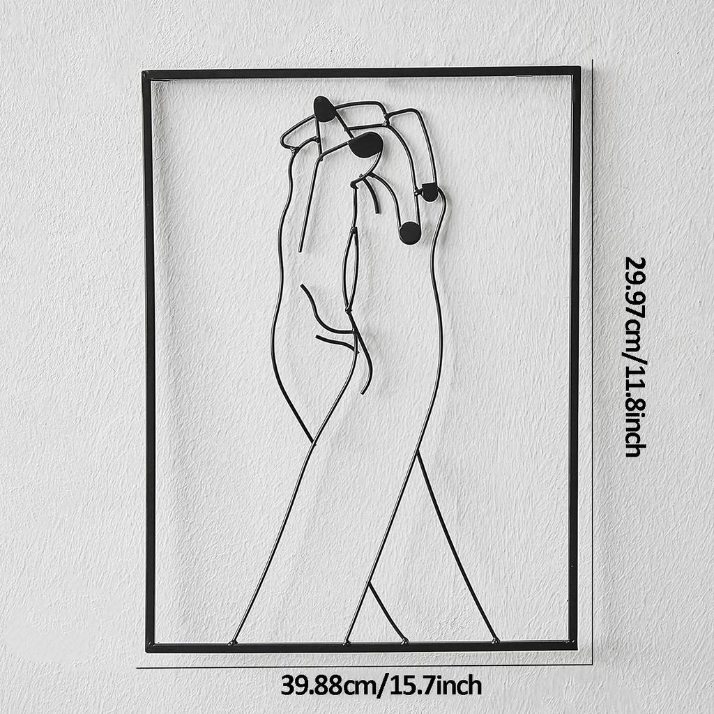 Nowoczesny minimalistyczny wystrój domu: Oszałamiająca abstrakcyjna sztuka ścienna do salonu Abstrakcyjny rysunek linii Metalowa sztuka żelazna