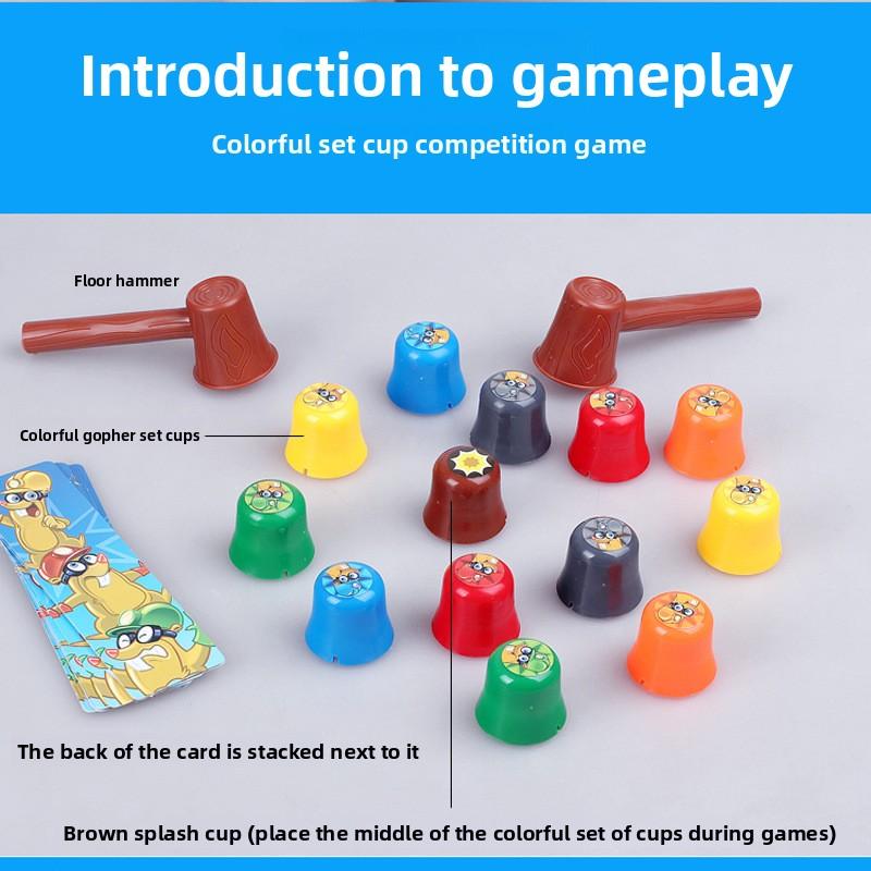 Quick Stacking Cup Game 20 Challenges Color Cognition Children's Puzzle Hammering Gopher Party Game Toys for Kids Competition