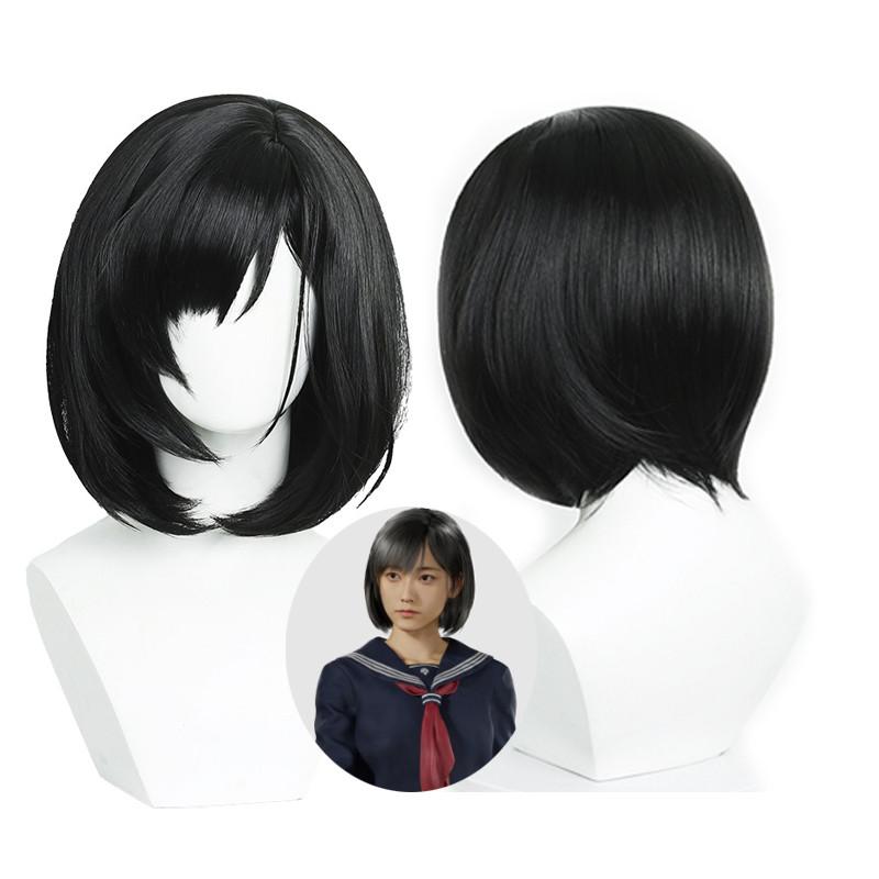 Hinako Shimizu Cosplay Costume Wig Mask Blood Red Navy Blue Silent School Uniform Game Roleplay Halloween Outfits Party JK Dress