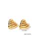 Gold C-Shaped Round Hoop Earrings with Bright Surface, French Light Luxury, High-End Stainless Steel