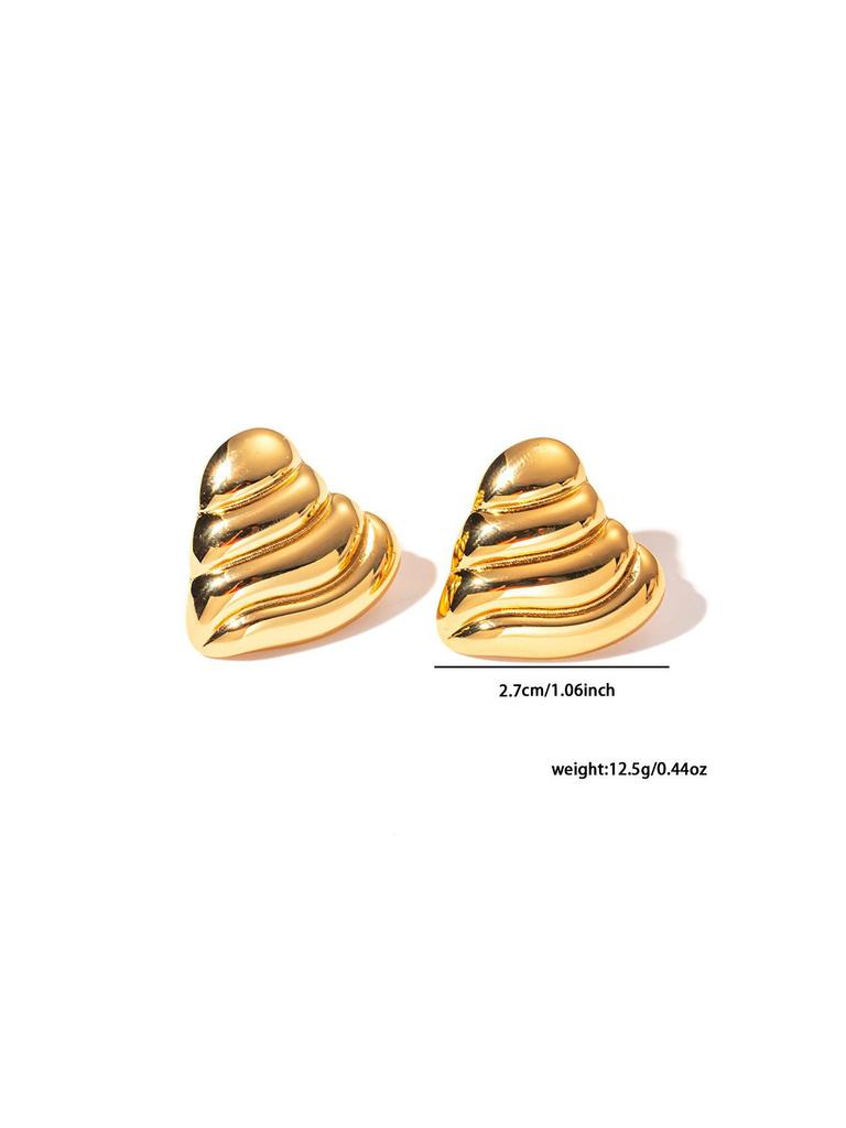 Gold C-Shaped Round Hoop Earrings with Bright Surface, French Light Luxury, High-End Stainless Steel