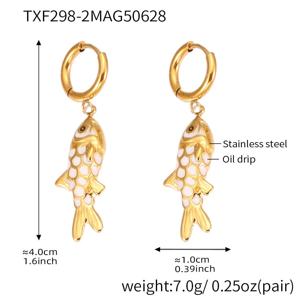

Ожерелье-подвеска из нержавеющей стали с золотым покрытием в виде рыбы - Ювелирные изделия в океанском стиле