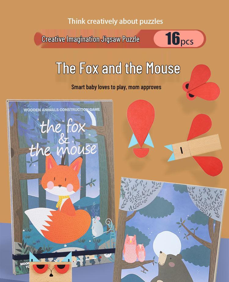 Montessori Animal Puzzle: Educational Toy for Children's Early Learning and Intelligence, Ages 1-3.
