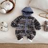Lambswool Baby Jumpsuit - Retro Hooded Winter Romper with Velvet Lining for Newborns (2025)