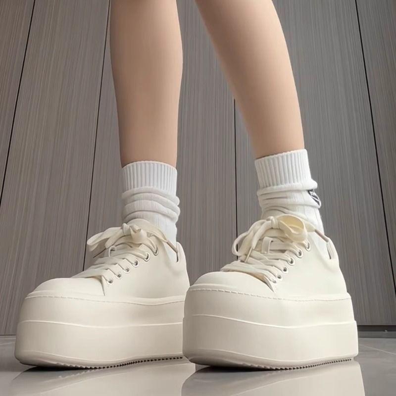 Sports little white shoes women's spring new thick-soled ugly cute big head bread shoes small height increase casual board shoes