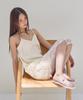 Leondeondada Lace Trim Pintuck Slip Dress, Cream