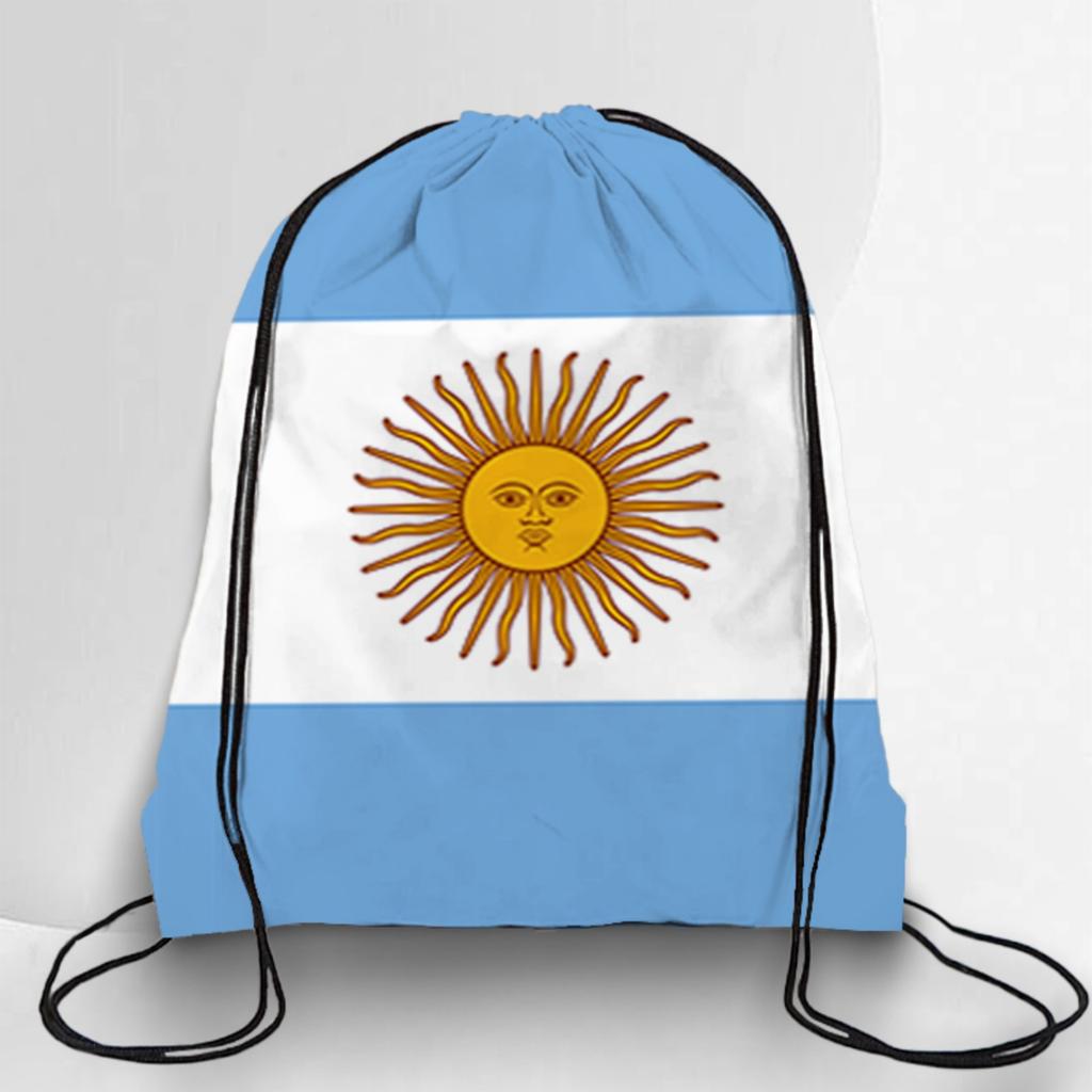 Drawstring Backpack Storage Bag Portable Fan Shoulder Bag with National Flag Print Lightweight Design for Daily Use Travel Sports