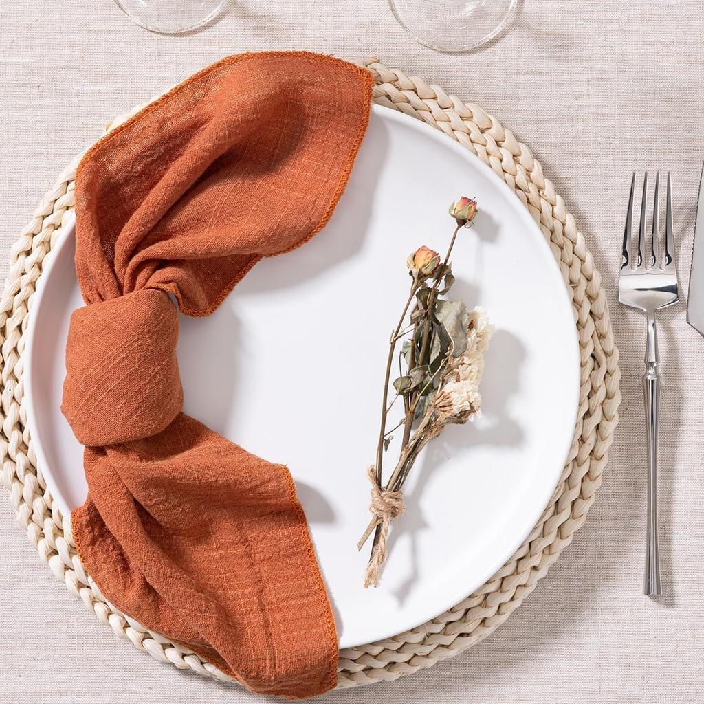 6pcs, Cotton Cloth Napkins 32x32cm, Handmade Cloth Solid Color Napkins, Delicate Handmade Cloth Napkins For Dinners, Parties