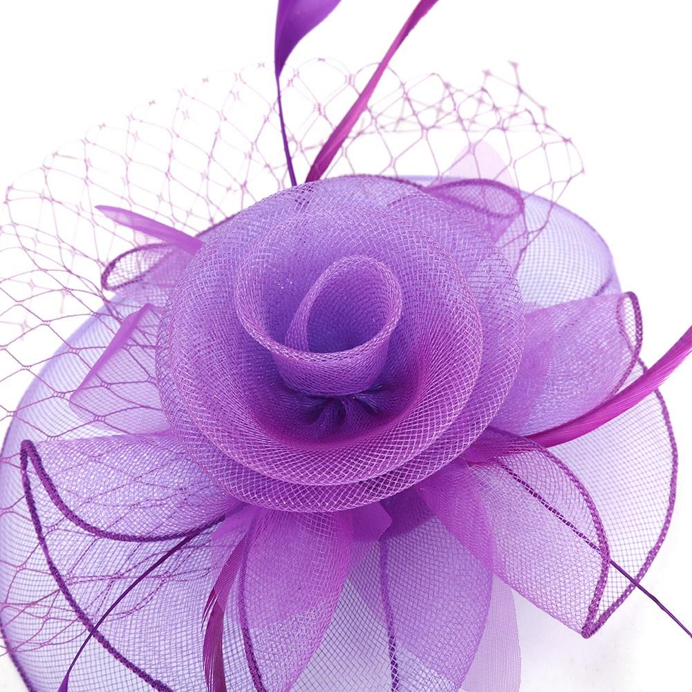 Ladies Gauze Hat Bridal Wedding Birdcage Fascinator Hair Accessory (Red)