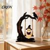 Realistic Wind Swaying Figures Halloween Swinging Ghost on Tree Figurine, Resin Swing Statue, Weatherproof Garden Statues Reading Ornament,
