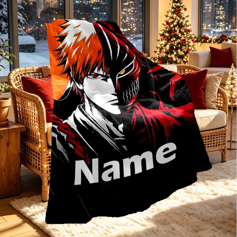 Custom Name Personalized BLEACH Print Blanket, Home Decor, Bedroom, Sofa, Camping, Couch, Gifts for Birthday ChristmasEnthusiasts