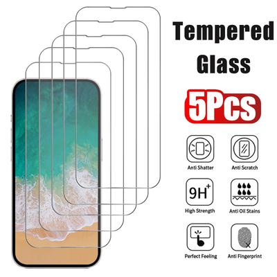 5pcs Vidro Temperado Para iPhone 17 16 15 14 13 12 11 Pro Max Protetor De Tela Para iPhone 12Mini 14 Plus 14Pro Vidro 16Pro 14Pro Vidro 16Pro Max