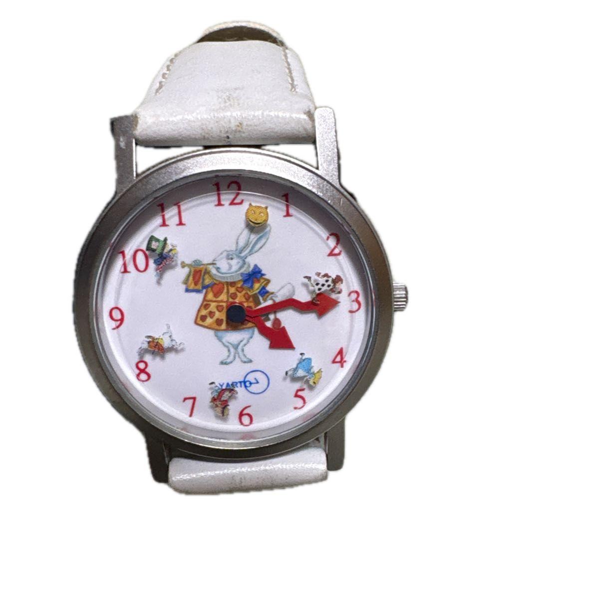 Used Alice in Wonderland Watch Made in Japan White White Belt Character Watch