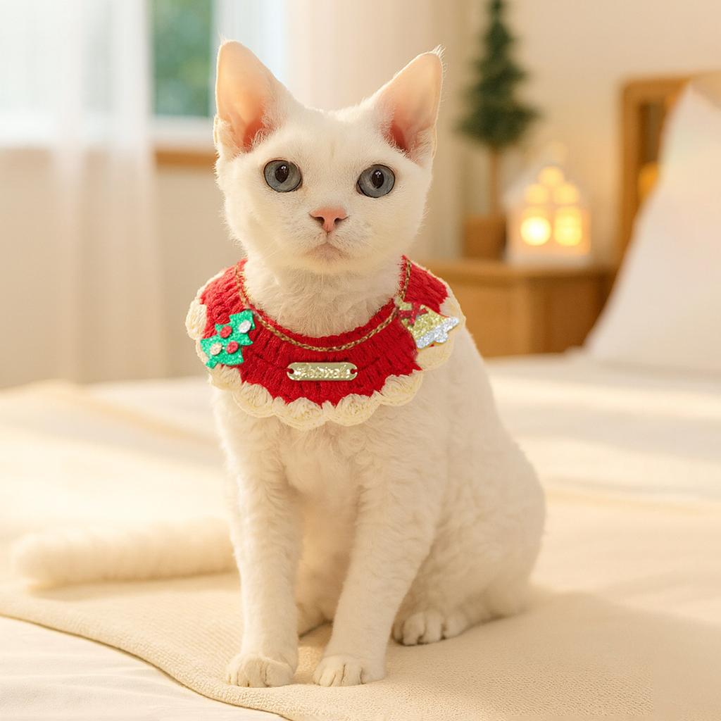 Pet Supplies Bib Hand Crocheted Snood Christmas Day Dog Cat Gold Label Saliva Towel Bib Collection