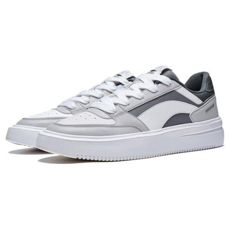 Li Ning Starlight Slip Resistant Abrasion Resistant Low Top Skateboard Shoes Men's Gray White AGCT139-1