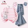Hellokitty Girls' Spring Outfit Pink Kidsren's Polo Shirt Sweatshirt Big Girl Jeans Girl Clothes