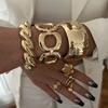 Gold Silver Geometric Spring Bangles Water Drop Cuff Wide Bangles  Chunky Bangles