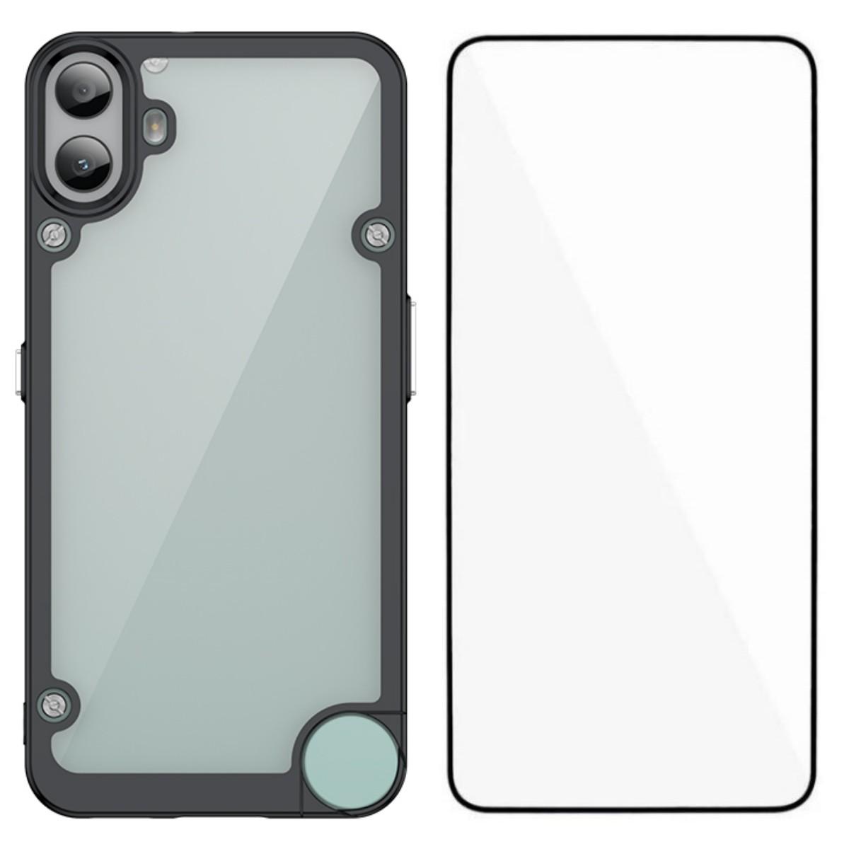 

Для Nothing CMF Phone 1 Чехол для телефона WANLONFENG Серия XC ТПУ Акриловая крышка с закаленным стеклом (Большое отверстие для линзы) Black