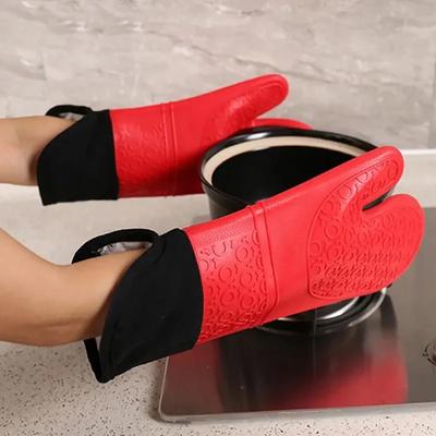 Oven Gloves Silicone Heat-proof Mitts Microwave Baking Tools Household Kitchen Bar Bakeware