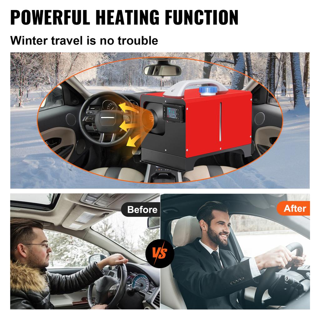 SucceBuy 8KW 12V Car Heater Diesel Air Heater All in One with Silencer for Car Bus Trailer RV Diesel Vehicle Parking Heater