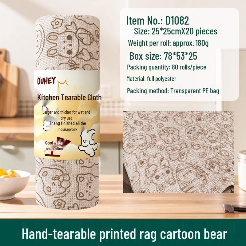 Thick Tearable Kitchen Towels - Absorbent & Easy-to-Clean Dishwashing Wipes