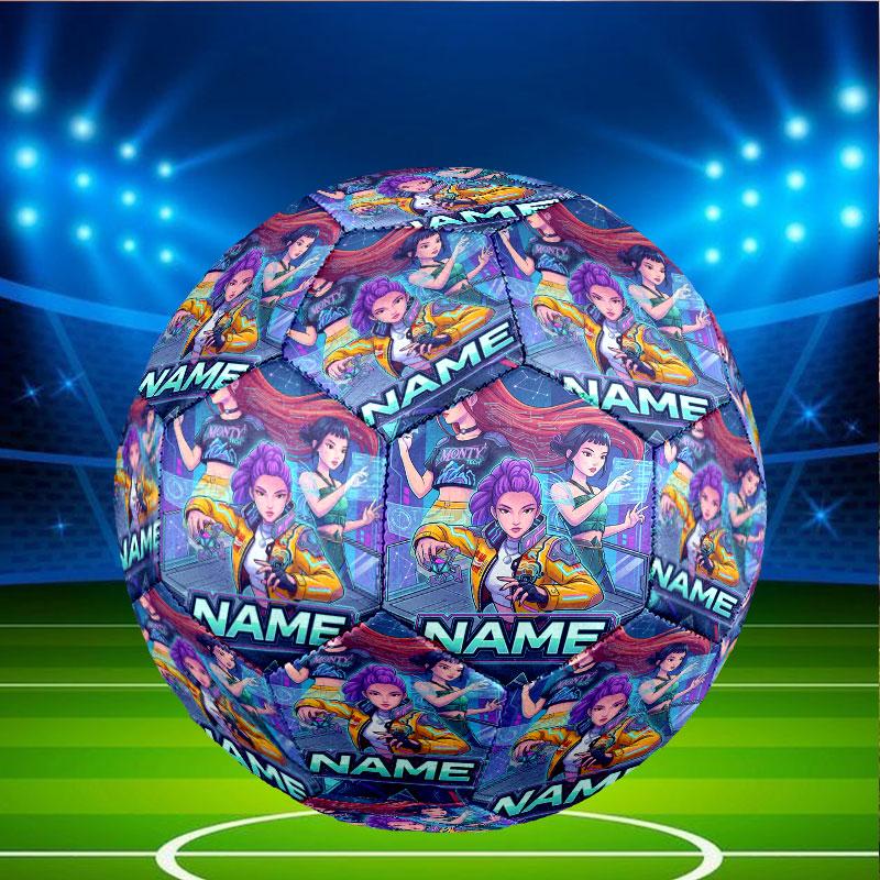 Custom Name Personalized Kpop Demon Hunter Print Size 5 Soccer Ball Training & Match Football, for Team, Kicking, Gift for Football Enthusiasts