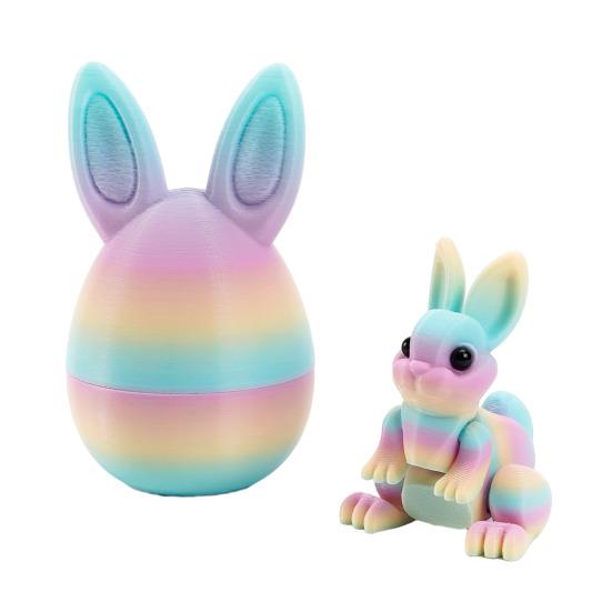 3D-gedruckte Ostereier mit Hase darin, bewegliche flexible Fidget-Hasenspielzeuge, Osterkorb
