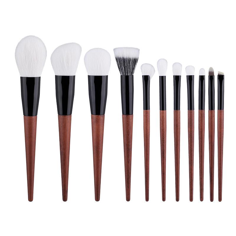 

Новый оригинальный набор деревянных кистей для макияжа, высококачественный профессиональный набор косметических кистей из козьей шерсти