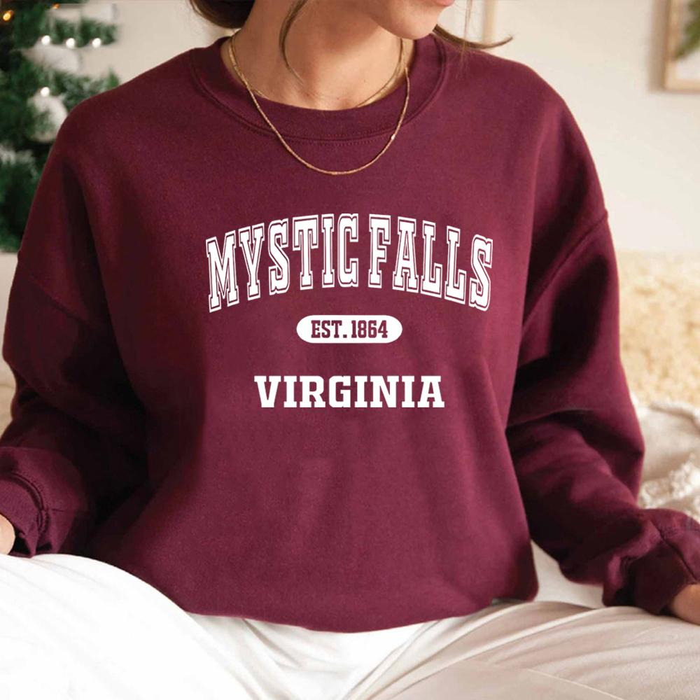 

Толстовка Mystic Falls TVD Толстовки Salvatore Brothers Crewneck Толстовка с капюшоном Женская с длинным рукавом Пуловеры Повседневный топ XL бордовый