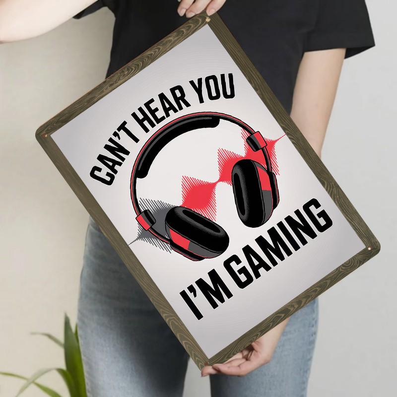 

Gaming Headphones Sound Wave Metal Wall Art Decor for Gamers Room Office Decorative Sign 20x30cm（7.8x11.8inch）
