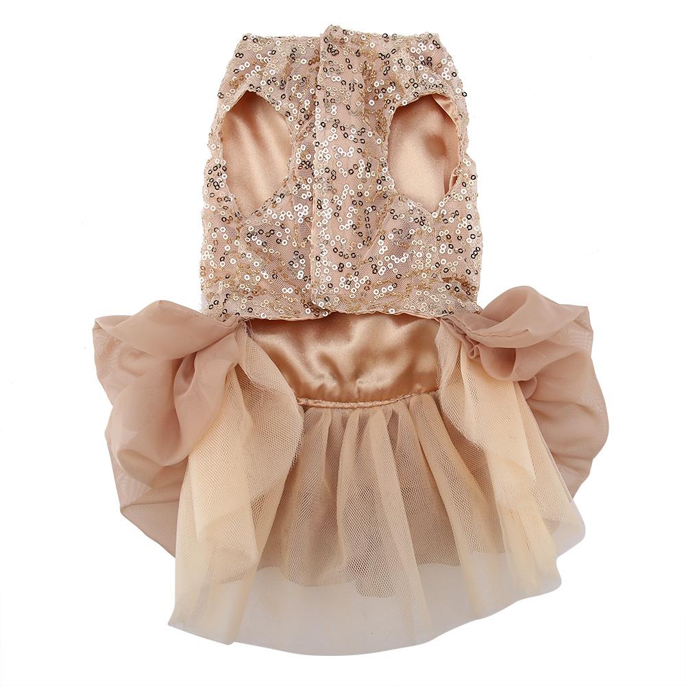 Summer Pet Cloth Small Dog Dress Puppy Sequined Princess Bubble Skirt Wedding Costume (Gold M)